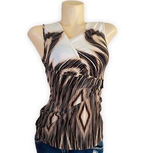 Le Chateau Wrap Illusion Zig Zag Printed Top Side Ruching Styled Top Size XSmall